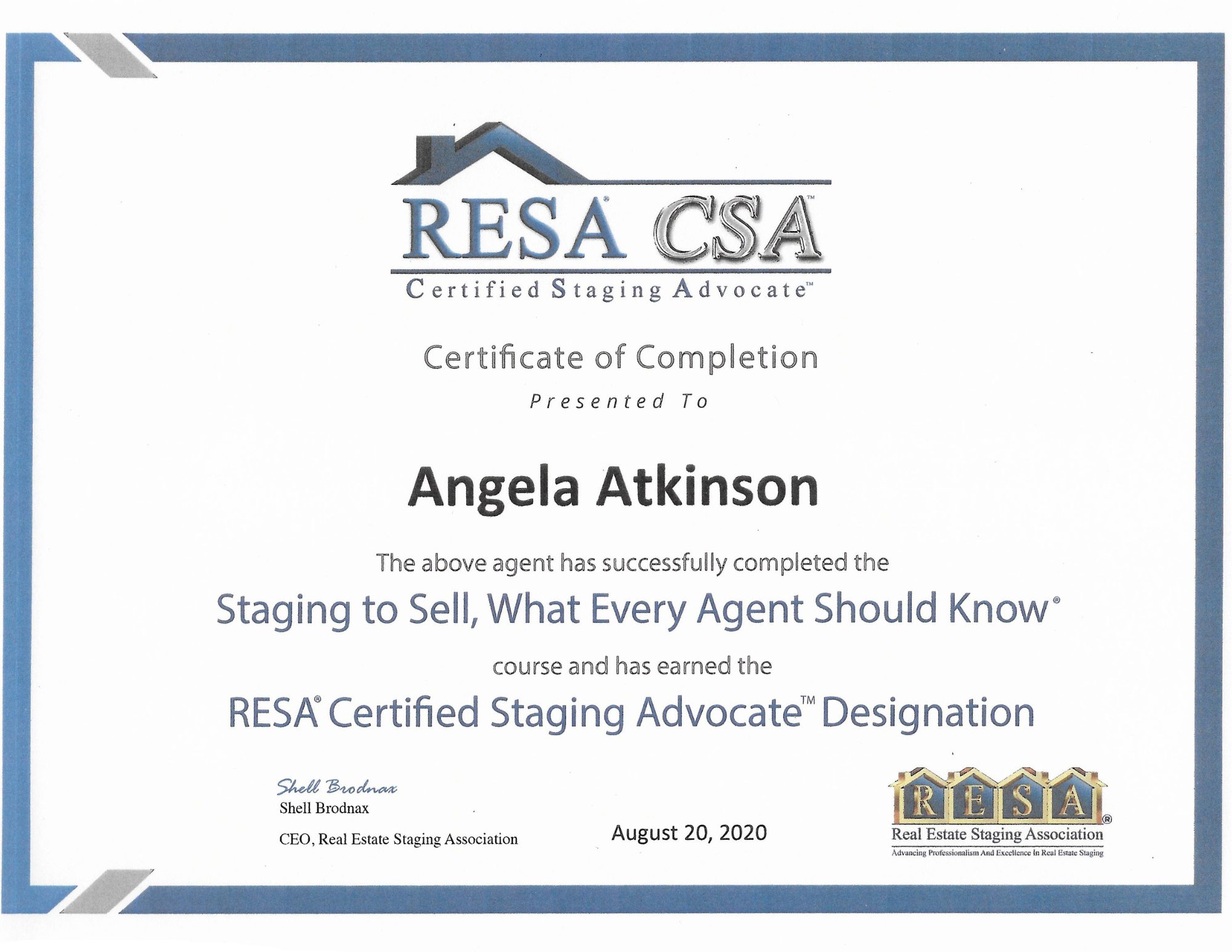 Angela Atkinson Staging Cert